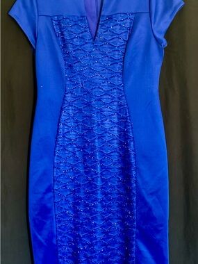 Connected Apparel Cobalt Blue Beaded Formal & Elegant dress💇🏻‍♀️